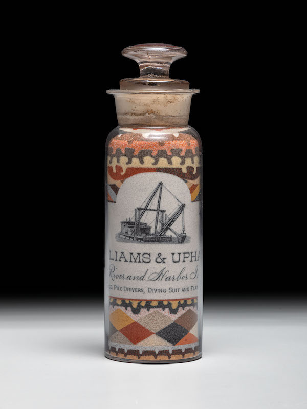 Andrew Clemens sand bottle that sold for $725,000 plus the buyer’s premium in September 2022. Image courtesy of Hindman