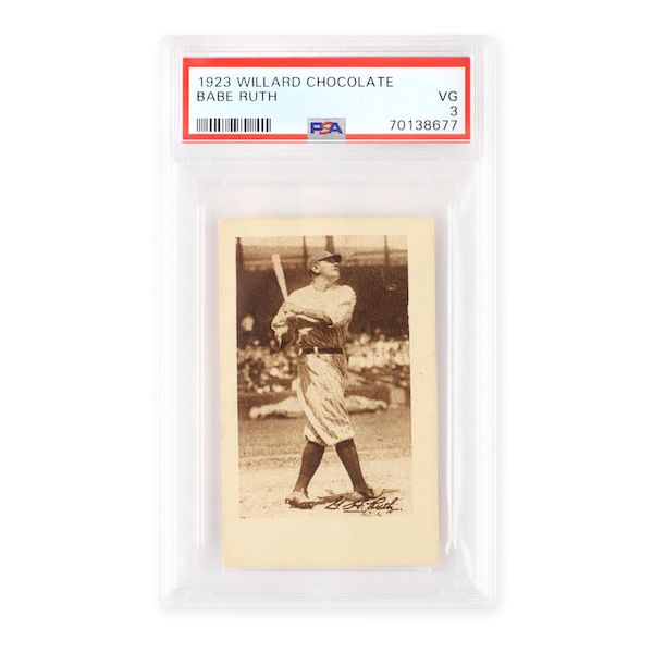 1923 Willards Chocolates Babe Ruth baseball card, graded PSA 3 VG (Very Good), CA$23,600