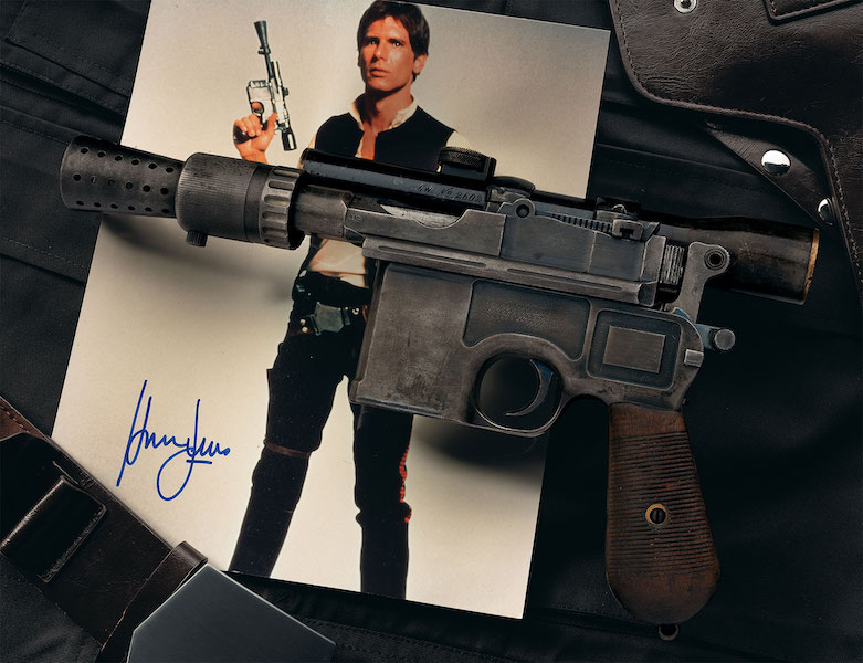 BlasTech DL-44 Heavy Blaster carried by the Han Solo character in the first ‘Star Wars’ movie, $1.06 million. Image courtesy of Rock Island Auction Company