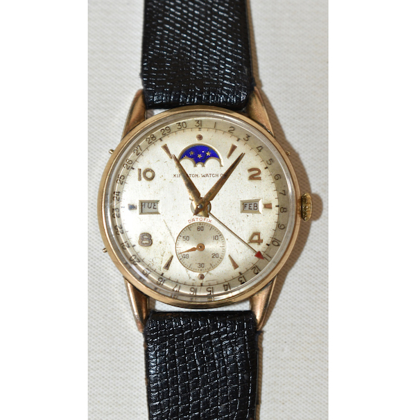 Circa-1940 Kingston moon phase chronograph wristwatch, estimated at $25-$1,000