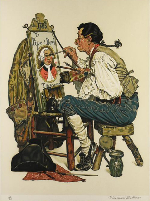 Limited-edition Norman Rockwell print, titled ‘Ye Pipe & Bowl,’ estimated at $200-$1,500