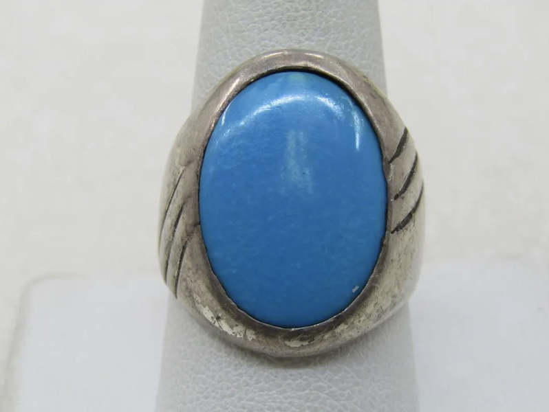 Men’s sterling silver turquoise ring, estimated at $70-$80