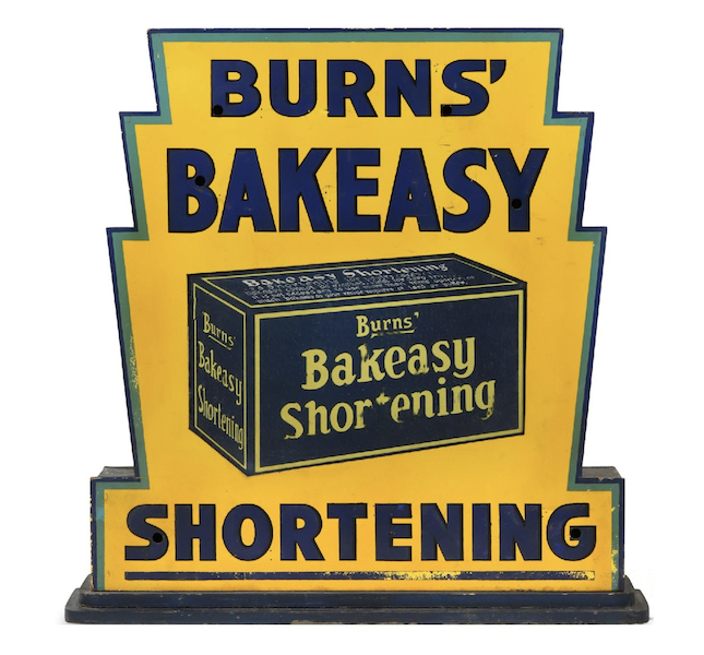 Canadian 1940s single-sided Burns Bakeasy Shortening neon sign, estimated at CA$4,000-$6,000