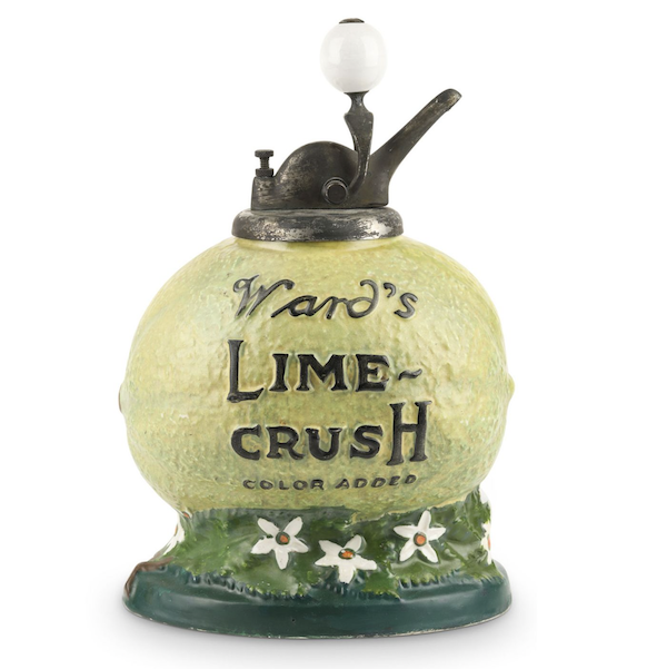 American 1920s Ward’s Lime Crush syrup dispenser, estimated at CA$3,500-$5,000