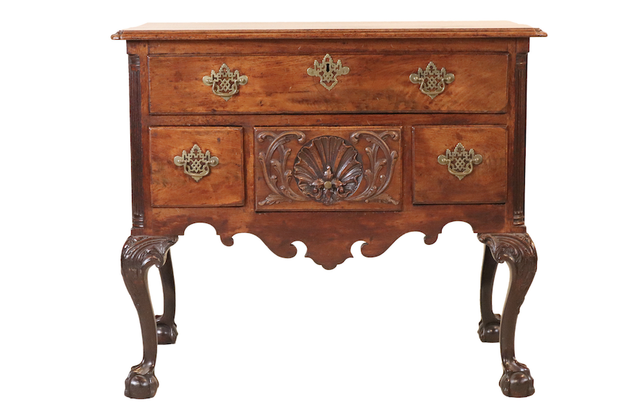 Circa-1765 Chippendale carved and figured walnut dressing table, estimated at $30,000-$50,000