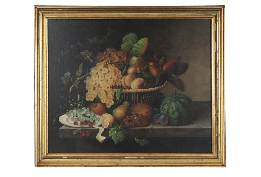 American School still life with fruit, estimated at $5,000-$10,000