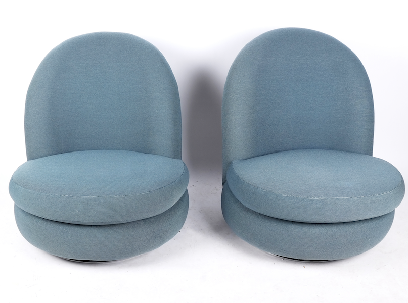 Milo Baughman swivel lounge chairs, $4,375