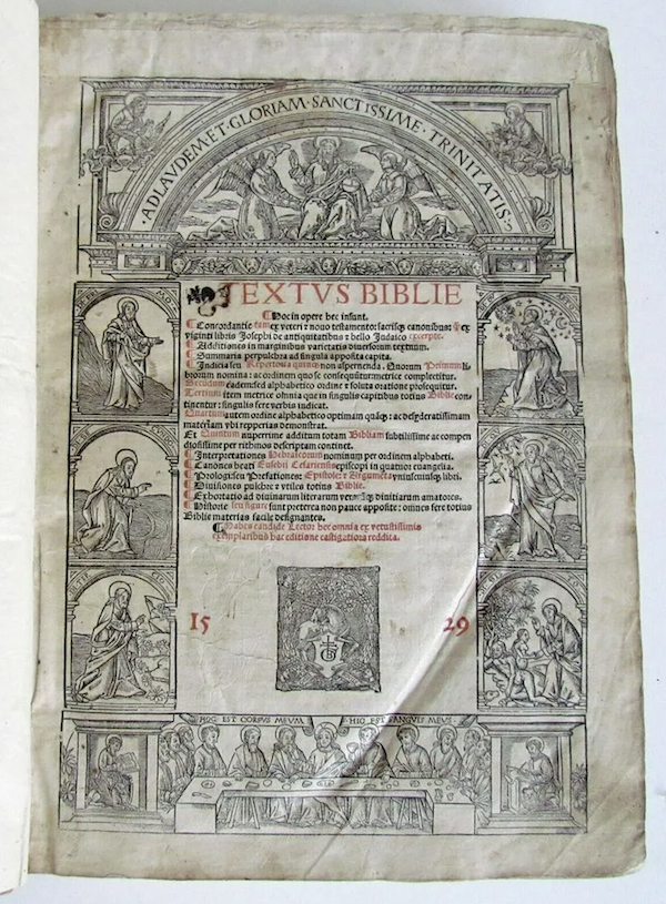1529 Bible lavishly illustrated with woodcuts, estimated at $5,000-$6,000