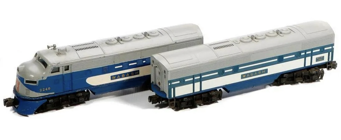 Lionel postwar 2240 Wabash F-3 A and B model locomotives, estimated at $200-$400 