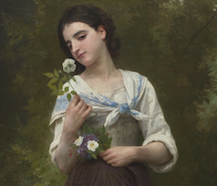 Detail of William-Adolphe Bouguereau’s ‘La Fleur Preferee,’ estimated at $400,000-$600,000. Image courtesy of Freeman’s
