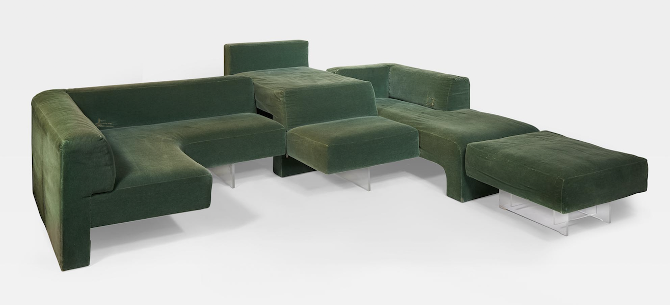 Green Vladimir Kagan Omnibus sofa, $22,680. Image courtesy of Freeman’s