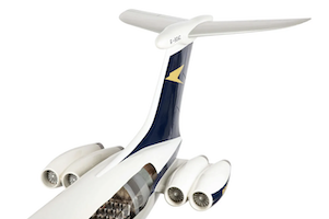 Detail of a cutaway model of a 1962 Vickers VC-10 BOAC jet plane, one of only two known to exist, CA$18,880