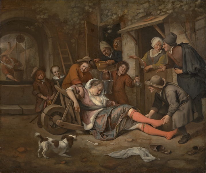 Jan Steen (Dutch, circa 1626-1679), ‘Wine is a Mocker,’ 1663-64 oil on canvas, 34 3/8 by 41 1/4in (87.3 by 104.8cm) Norton Simon Art Foundation 