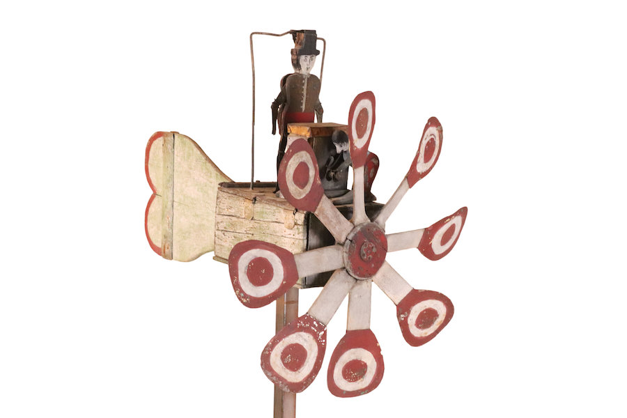 Painted and polychrome-decorated whirligig, estimated at $3,000-$5,000