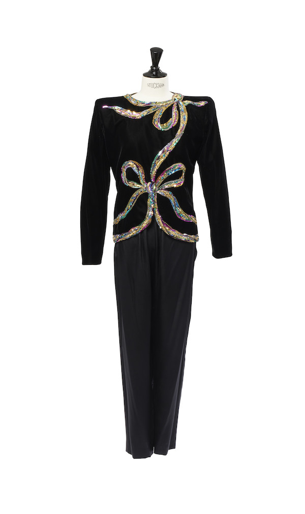 Yves Saint Laurent haute couture Autumn-Winter 1987-1988 black velvet jacket embroidered with sequins by Lesage, estimated at $3,200-$5,300. Image courtesy of Christie’s Images Ltd. 2023