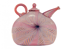 Richard Marquis’s Flattened Teapot, a 1999 work from his Tea Pot series, constructed hot with murrini and incalmo, achieved $15,000 plus the buyer’s premium in January 2015. Image courtesy of Habatat Galleries and LiveAuctioneers