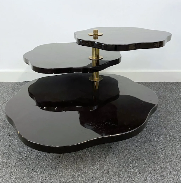 A 1970s Gabriella Crespi tiered Cloud table earned $19,000 plus the buyer’s premium in December 2021. Image courtesy of E & E Auctions and LiveAuctioneers.