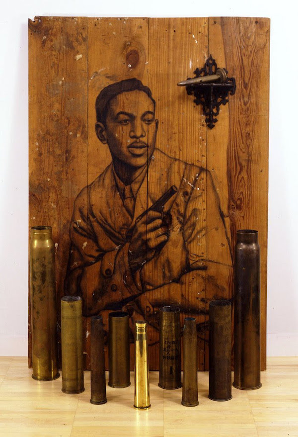 Whitfield Lovell, ‘You're My Thrill,’ 2004. Charcoal on wood, bombshell casings. 54 by 36 1/2 by 14in. © Whitfield Lovell. Courtesy DC Moore Gallery, New York, and American Federation of Arts.