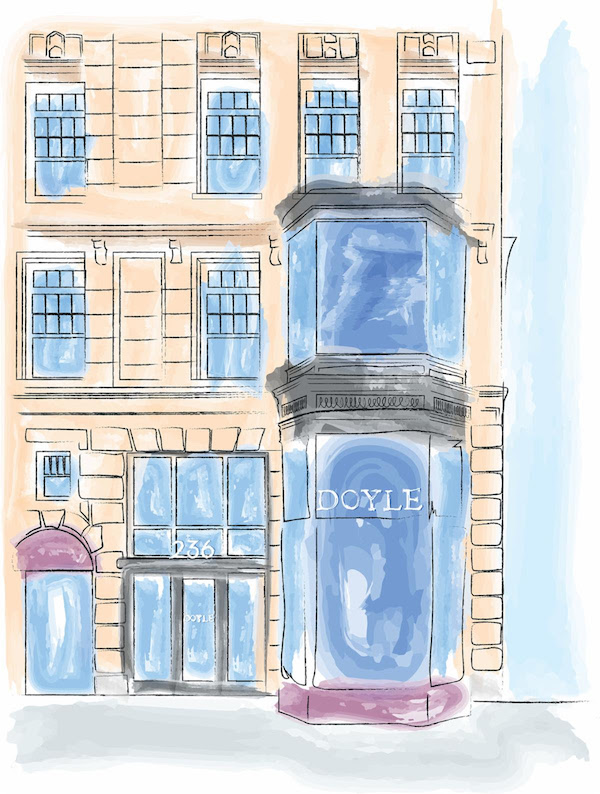 Illustration of the pop-up gallery Doyle has opened at 236 Clarendon Street in Boston. Image courtesy of Doyle New York