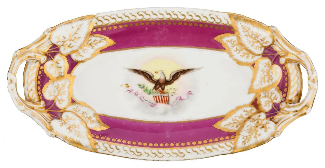 A scarce celery dish from Abraham Lincoln’s White House china service made $75,000 plus the buyer’s premium in September 2021. Image courtesy of Heritage Auctions and LiveAuctioneers.