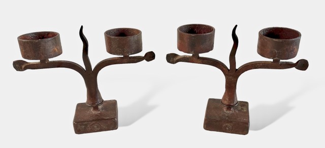 Jan Barboglio pair of forged iron candlesticks, estimated at $400-$600 