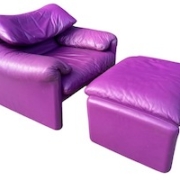 Vico Magistretti Maralunga leather lounge chair in purple, $1,860. Image courtesy of Rivich Auction