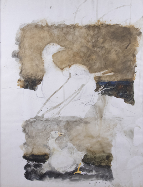 Jamie Wyeth, ‘Study for Island Geese,’ estimated at $25,000-$35,000. Image courtesy of Thomaston Place Auction Galleries