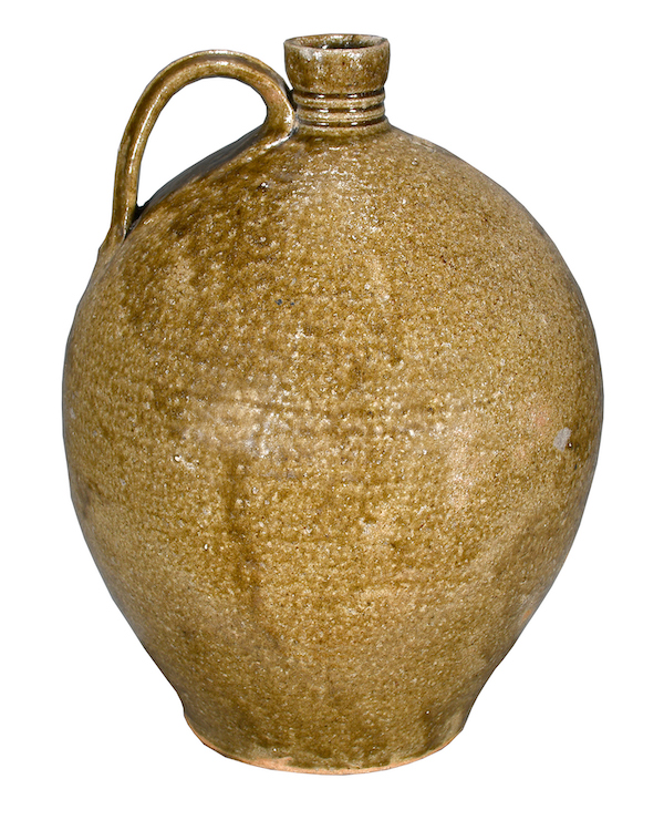 Circa mid-1800s stoneware jug by Isaac Lefevers, estimated at $3,000-$5,000. 