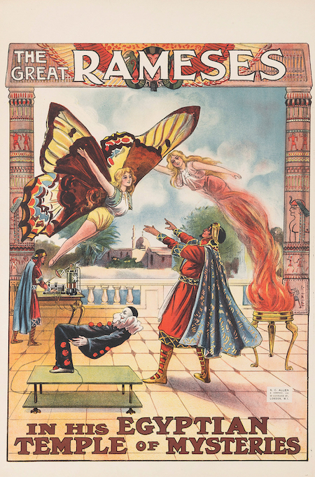 Circa-1910 magic poster ‘Ramses In His Egyptian Temple Of Mysteries,’ estimated at $3,000-$6,000