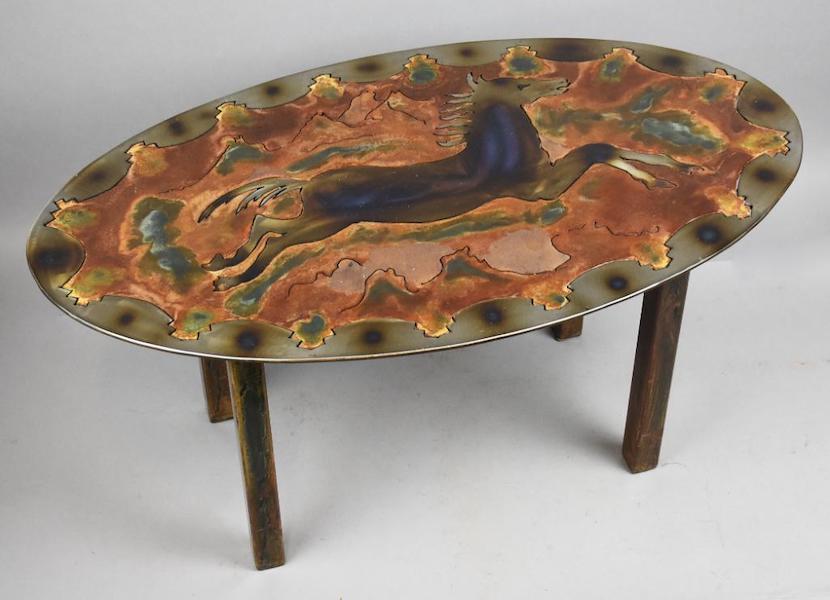 Elizabeth Maria Becker metal table, estimated at $200-$1,000