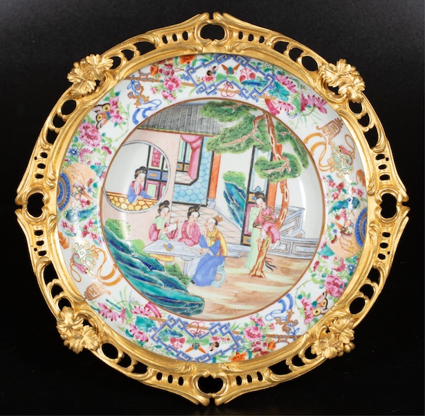 Chinese ormolu mounted famille bowl, estimated at $1,500-$3,000