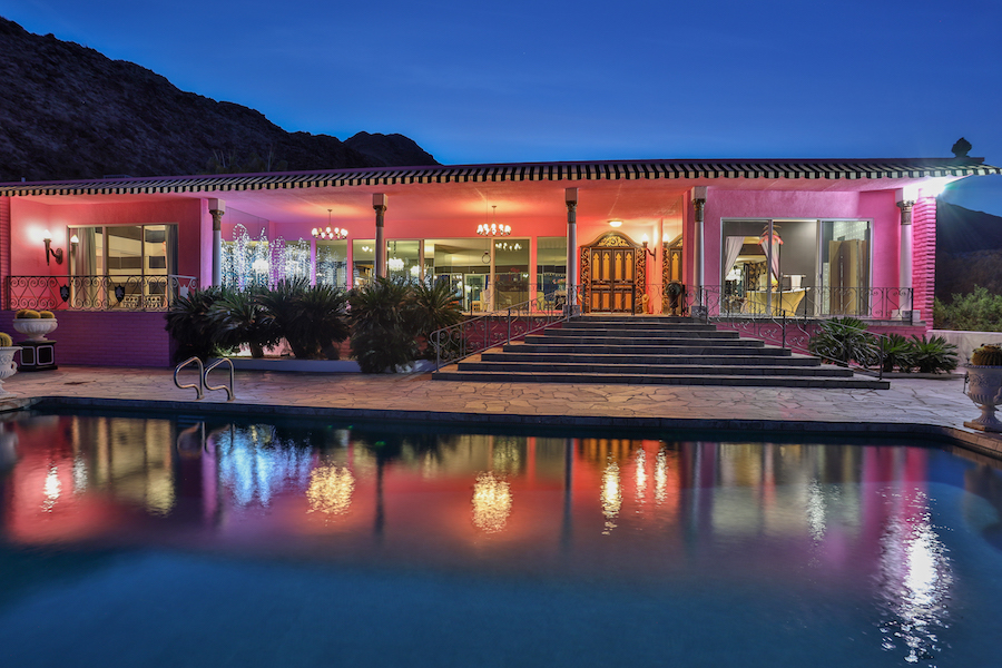 The late Zsa Zsa Gabor’s custom-built Palm Springs residence, its exterior painted bubblegum pink, has listed for $3.8 million. Images courtesy of Michael Roth and TopTenRealEstateDeals.com