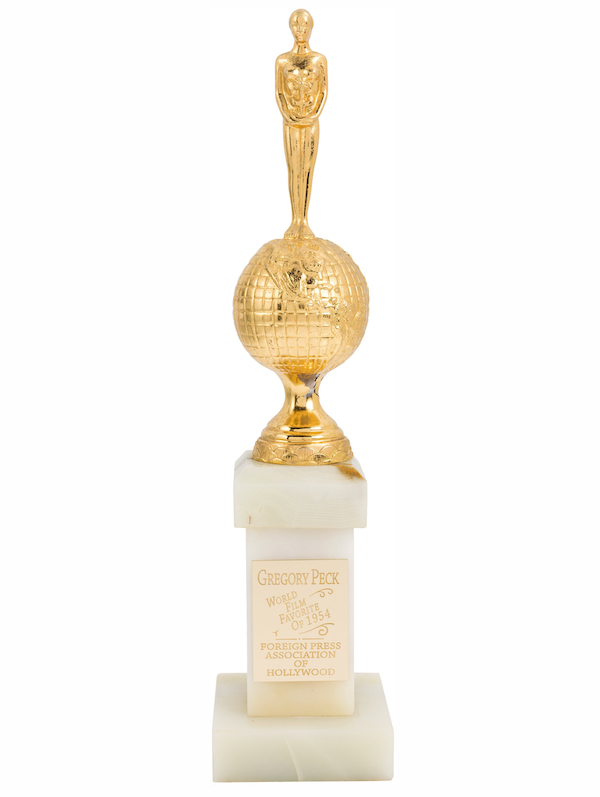 Golden Globe Award presented to Gregory Peck in 1954, $30,000. Image courtesy of Heritage Auctions