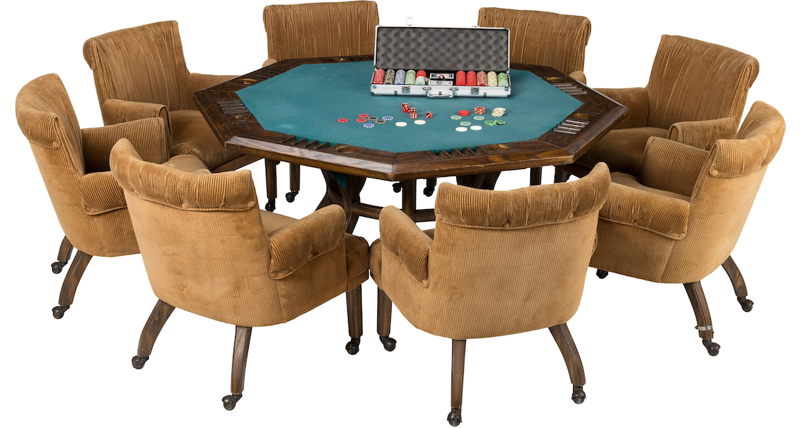 Veronique and Gregory Peck’s poker table, a gift from Frank and Barbara Sinatra, $21,250. Image courtesy of Heritage Auctions