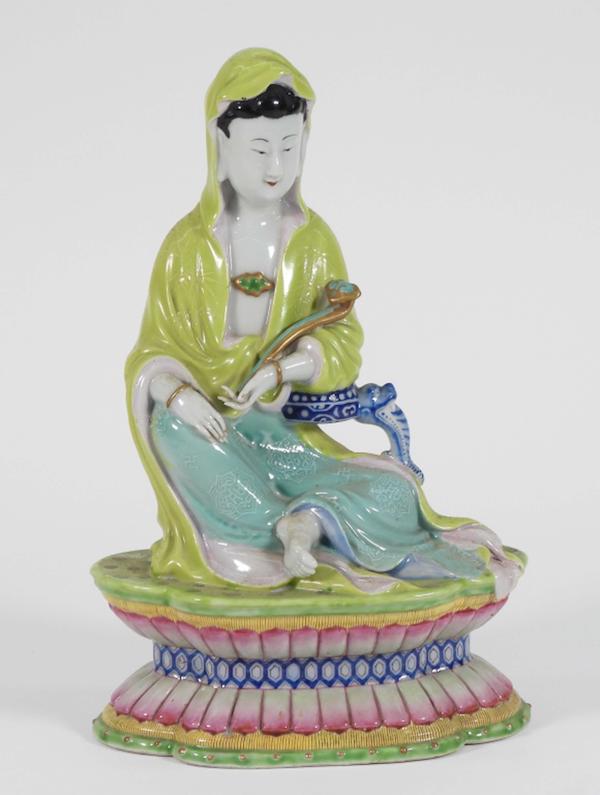 Chinese Qing dynasty porcelain sculpture of a Guanyin, estimated at $1,000-$2,000