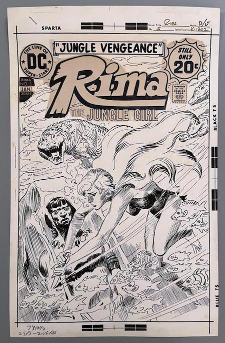 Original comic book cover art from the Joe Kubert estate, ‘Rima the Jungle Girl’ #5 from 1974, $13,800