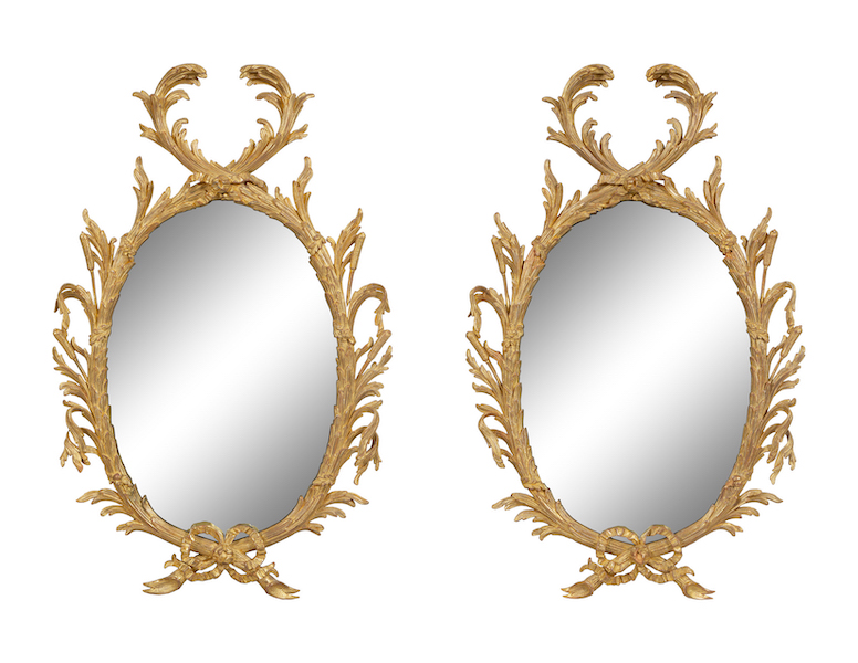 Pair of George III giltwood mirrors, estimated at $8,000-$12,000. Image courtesy of Hindman