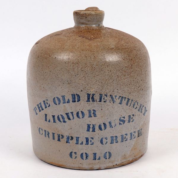 Near-mint, unlisted variant of a Preble (J 32) Old Kentucky Liquor House shoulder jug, $3,500