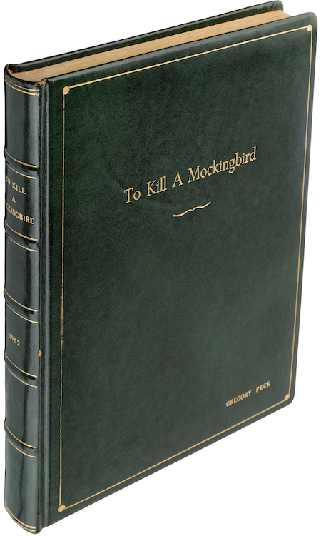 Gregory Peck’s personalized script for ‘To Kill a Mockingbird,’ $84,375. Image courtesy of Heritage Auctions