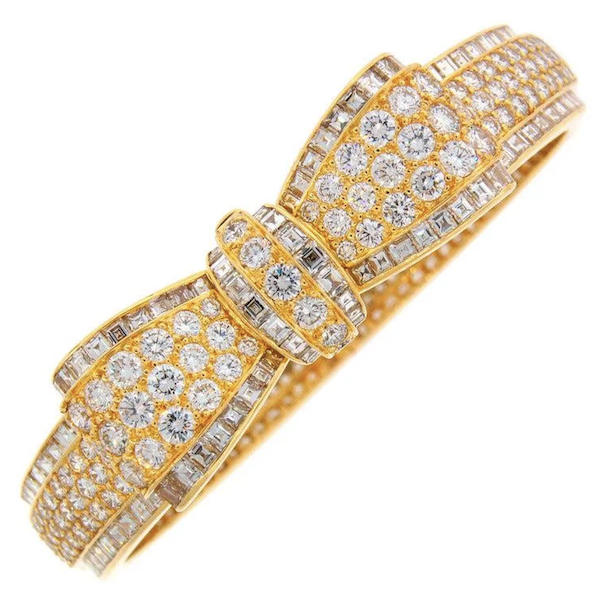 1970s Van Cleef & Arpels gold and diamond bow bracelet, estimated at $111,000-$133,000