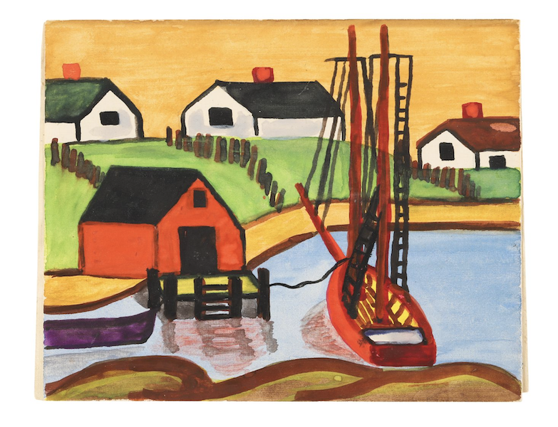 Maud Lewis watercolor and pen on paper that doubled as a handwritten letter, CA $18,880 