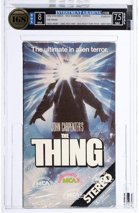 A sealed 1982 first release of ‘The Thing’ attained $37,500 including the buyer’s premium in October 2022. Image courtesy of Heritage Auctions, HA.com.