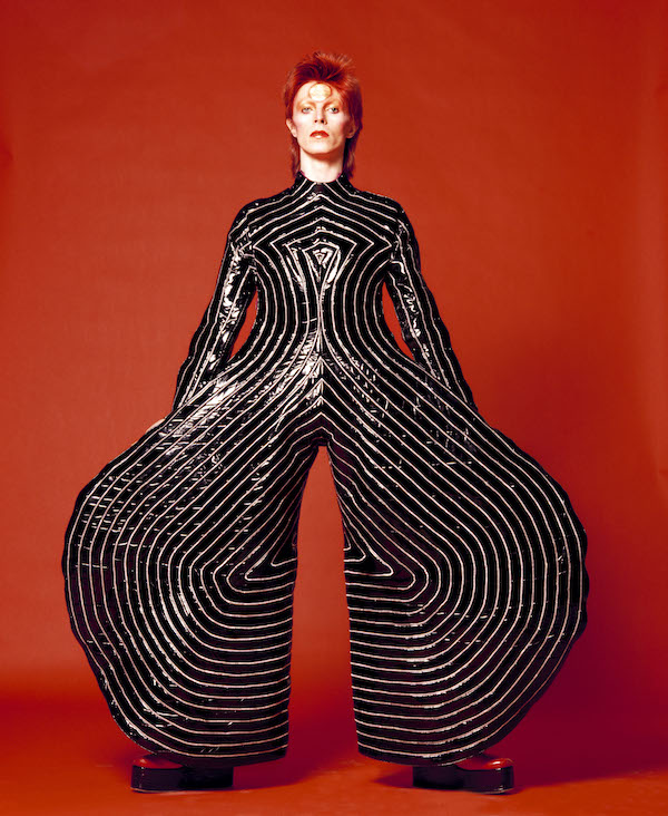 Striped bodysuit for Aladdin Sane tour, 1973. Design by Kansai Yamamoto. Photograph by Masayoshi Sukita. © Sukita and The David Bowie Archive 