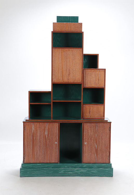 Two party skyscraper bookcase after Paul Frankl, estimated at $1,200-$1,800
