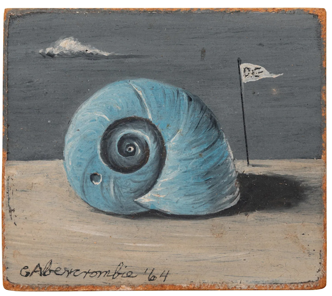 Diminutive paintings were Gertrude Abercrombie’s forte. This 1¾ by 2in painting of a shell, created for her longtime friend Dizzy Gillespie, sold for $120,000 plus the buyer’s premium in May 2022. Image courtesy of Hindman and LiveAuctioneers.