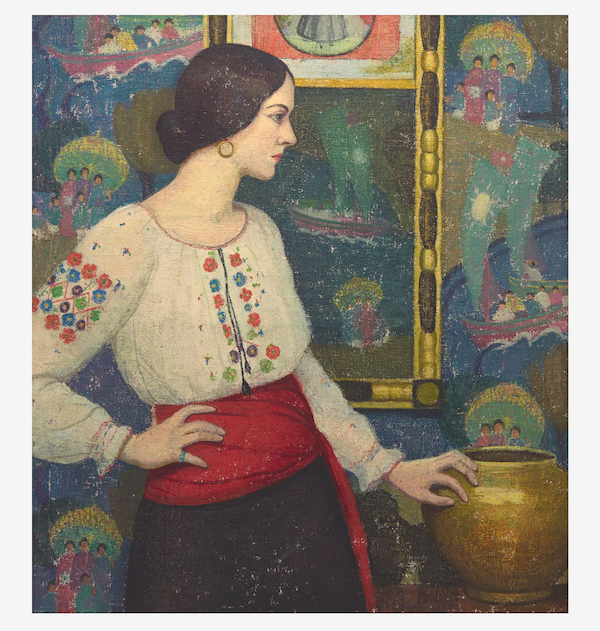 Emma Fordyce MacRae’s 1929 portrait, ‘Stelka,’ achieved $55,000 plus the buyer’s premium in December 2022. Image courtesy of Freeman’s and LiveAuctioneers.