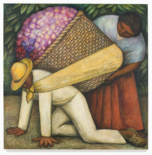 Diego Rivera, ‘The Flower Carrier,’ 1935, oil and tempera on Masonite, 48 by 47 3/4in. San Francisco Museum of Modern Art, Albert M. Bender Collection, gift of Albert M. Bender in memory of Caroline Walter. © 2022 Banco de Mexico Diego Rivera Frida Kahlo Museums Trust, Mexico, D.F. / Artists Rights Society (ARS), New York. 