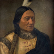 Caroline Weldon (Swiss/American, 1844-1921), oil-on-canvas portrait of Lakota Sioux leader Sitting Bull (1831-1890), painted from life in 1890. Artist-signed and dated LR, identified at LL corner as ‘Sitting Bull.’ Size: 27 x 22in (sight), 35½ x 30½ in (framed). Provenance: Railroad engineer William Lafayette Darling, thence by descent to consignor. Estimate $40,000-$80,000