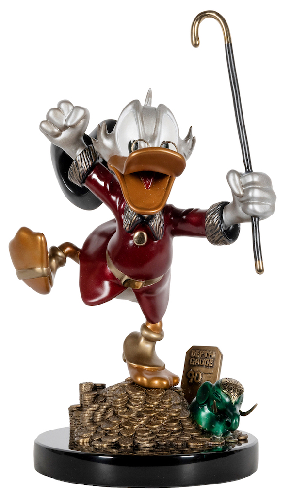 Scrooge McDuck limited edition sculpture by Carl Barks and Bruce Lau, estimated at $6,000-$8,000 