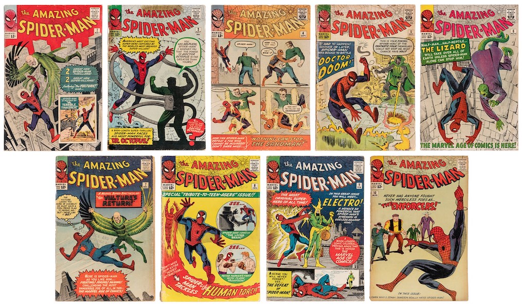 Collection of ‘The Amazing Spider-Man,’ Volume I, numbers 2-10, estimated at $3,000-$5,000